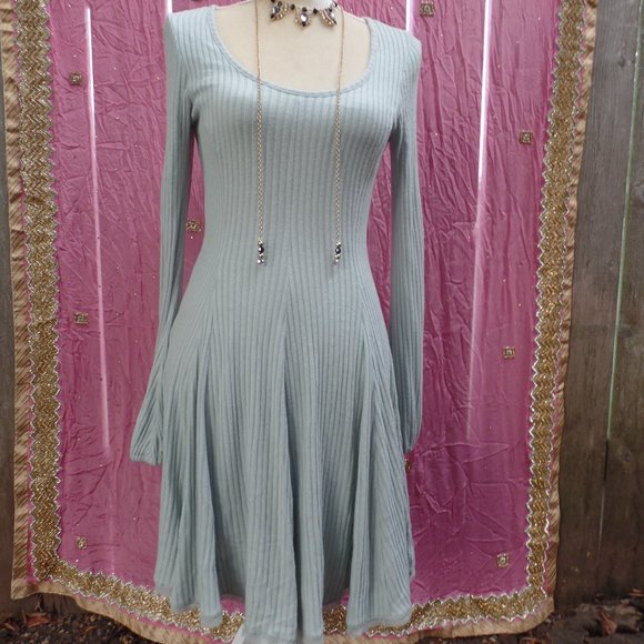 Sky Ribbed Knit Princess Dress By Ecote - Urban Outfitters Brand- Size S NWT - Picture 1 of 12